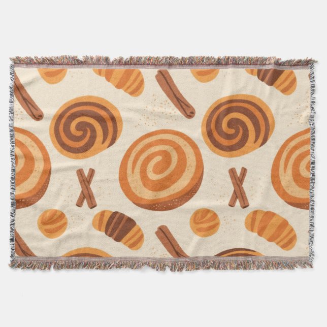 Cinnamon Swirls Cozy Season – Autumn  Throw Blanket (Front)