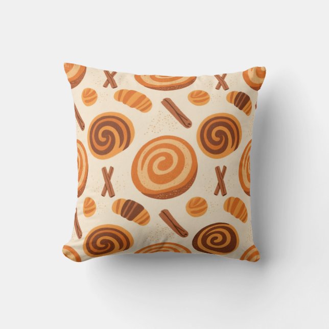 Cinnamon Swirls Throw Blanket – Warm Autumn  Pillow (Front)