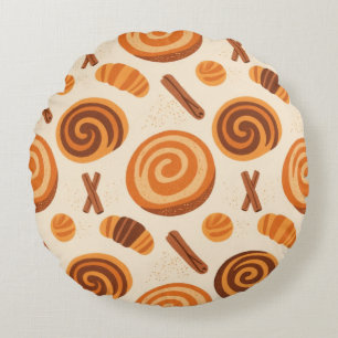 Cinnamon Swirls Throw Blanket – Warm Autumn Round Pillow