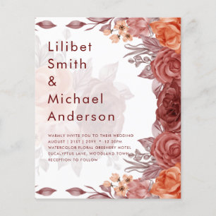 Cinnamon Terracotta FALL Floral Botanical WEDDING Flyer