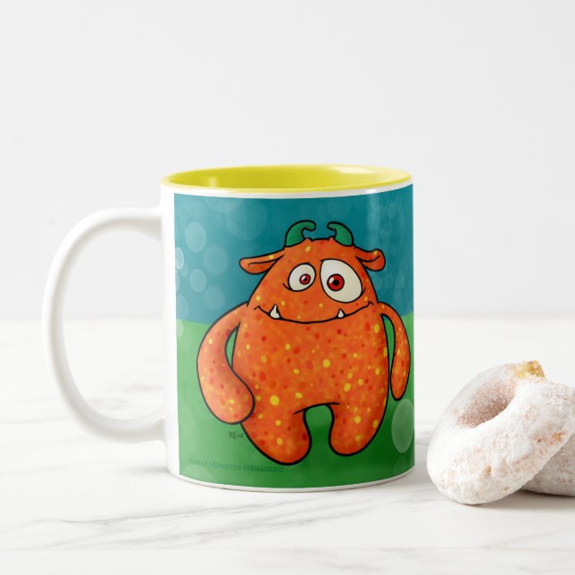 Cinnamon the monster, w/quote Two-Tone coffee mug (With Donut)