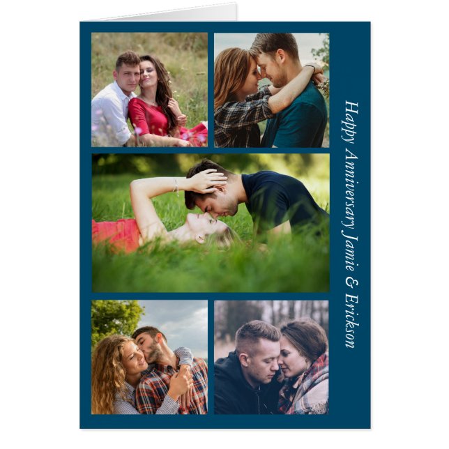 Cinq Anniversaire photo Carte bleue Turquoise (Devant)