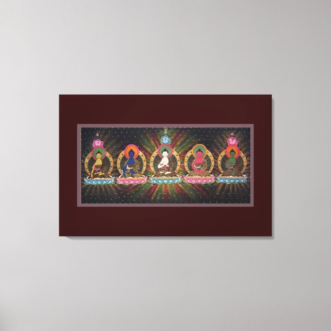 Cinq Bouddhas Dhyani Enveloppés En Toile (Recto)