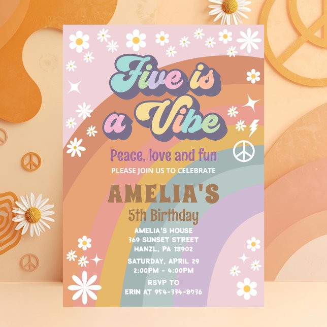 Cinq est une invitation à l'anniversaire de vibe (Créateur téléchargé)