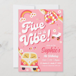 Cinq est une invitation de anniversaire rétro vibe