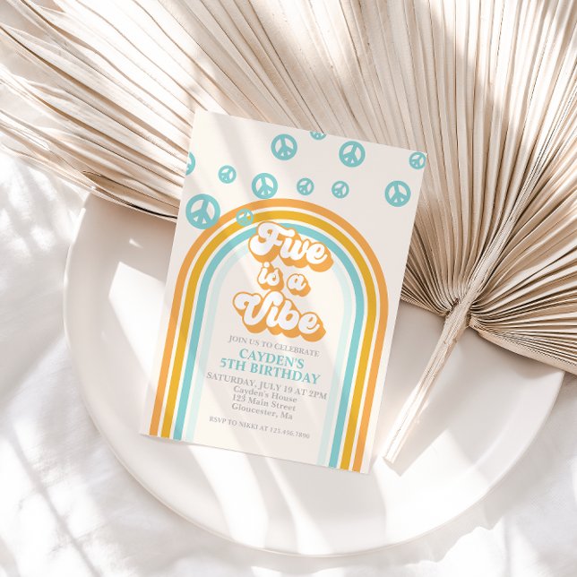 Cinq est une invitation de fête d'anniversaire rét (Créateur téléchargé)