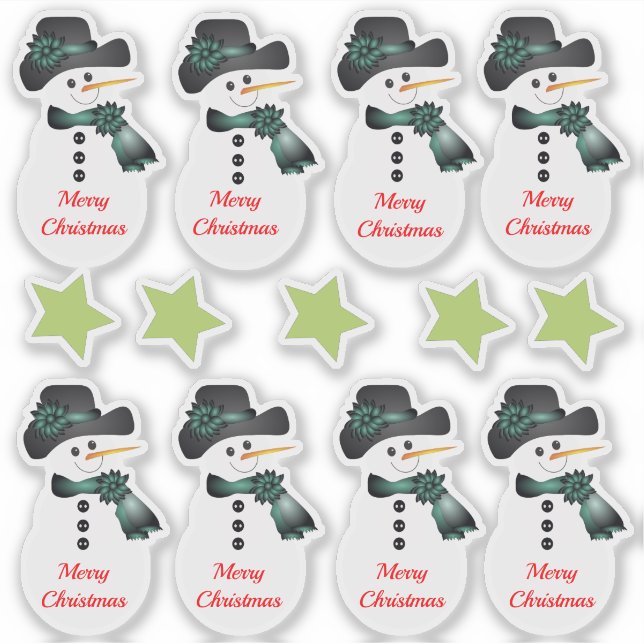 Cinq Étoiles Et Snowman Sticker En Vinyle Coupé (Devant)