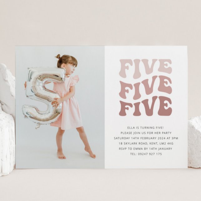 Cinq Invitation de Photo de Paysage Rouge Rétro (Créateur téléchargé)