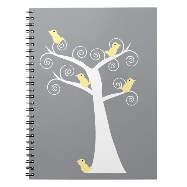 Cinq oiseaux jaunes dans un Carnet d'arbre (Devant)