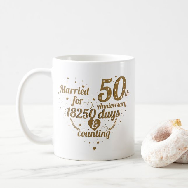Cinquante ans Anniversaire mug ajouter des noms da (Avec donut)