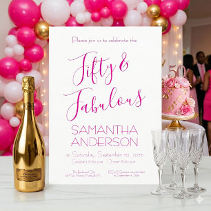 Cinquante ans et Fabuleux Texte rose Invitation An