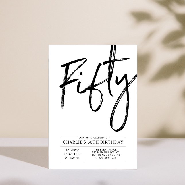 Cinquante | Invitation de fête du 50e anniversaire (Créateur téléchargé)