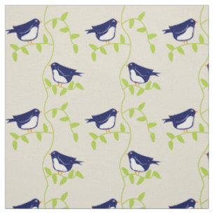 Cinquante-neuf - tissu deux oiseaux bleus