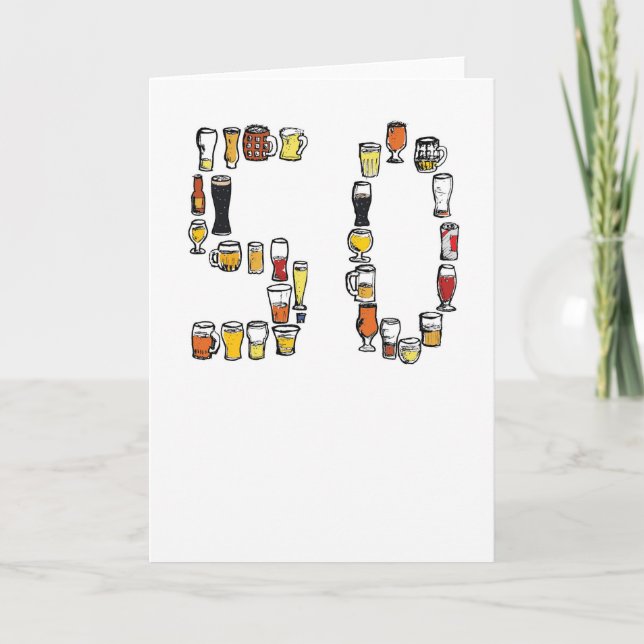 cinquantième carte d'anniversaire, carte de bière (Devant)