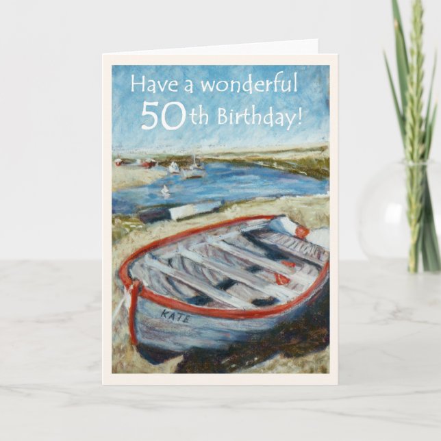 Cinquantième carte d'anniversaire de paysage marin (Devant)