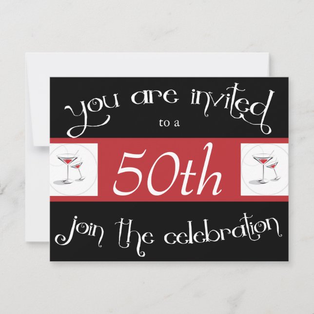 Cinquantième invitations de fête d'anniversaire de (Devant)