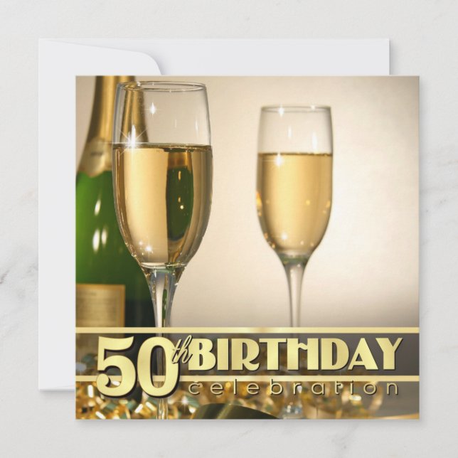 Cinquantième invitations élégantes de fête (Devant)