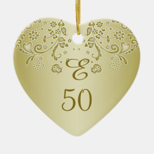 Cinquantième ornement de coeur d'anniversaire de