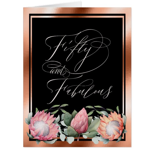 cinquantième Protea d'aquarelle d'anniversaire (Devant)