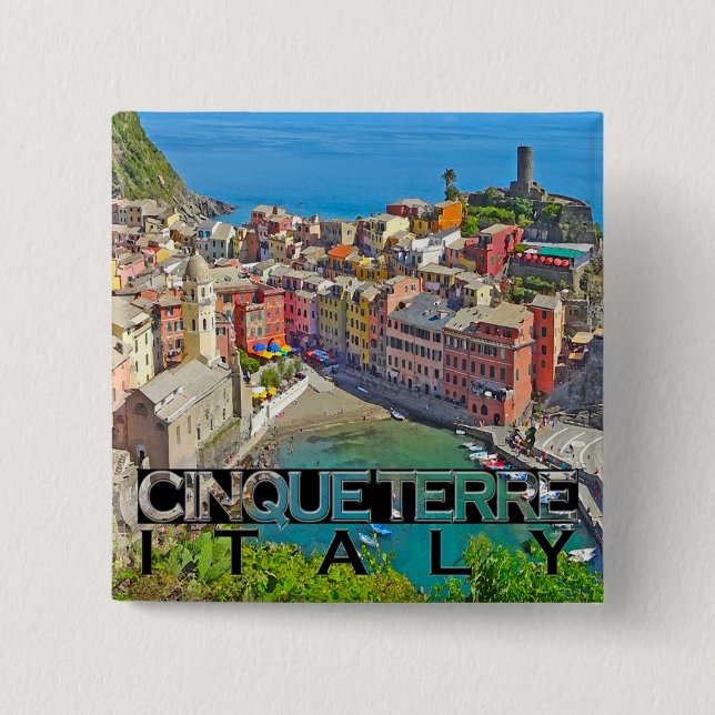 Cinque Terre 2 Inch Square Button (Front)