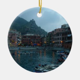 Cinque Terre at Dusk Ceramic Ornament