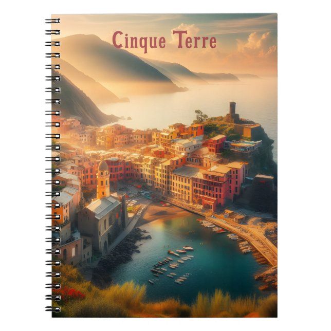 Cinque Terre Beach Italy Vintage Europe Travel Notebook (Front)