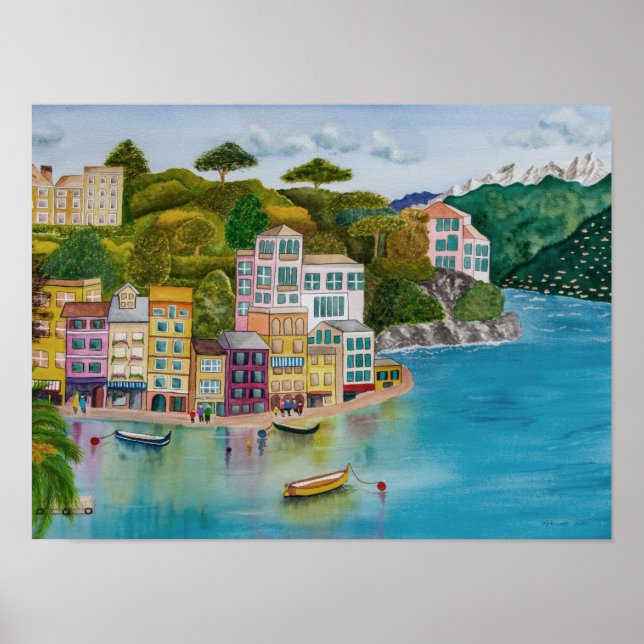 Cinque Terre Coastline Watercolor Poster (Front)