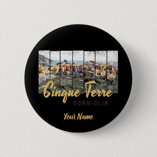 Cinque Terre Corniglia Riomaggiore Italian Vintage 2 Inch Round Button