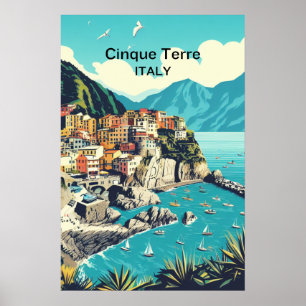 Cinque Terre Digital Poster - Coastal Wall Art
