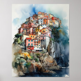 Cinque Terre Italy Landscape Art Print Poster