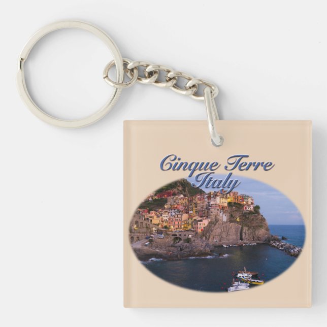 Cinque Terre, Italy: Romantic Evening Keychain (Front)