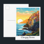 Cinque Terre Italy Travel Art Vintage Illustration Postcard<br><div class="desc">Cinque Terre Italy Travel Art Vintage Illustrationn</div>