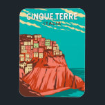 Cinque Terre Italy Travel Art Vintage Magnet<br><div class="desc">Cinque Terre retro travel art design. Cinque Terre is a string of centuries-old seaside villages on the rugged Italian Riviera coastline.</div>