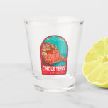 Cinque Terre Italy Travel Art Vintage Shot Glass<br><div class="desc">Cinque Terre retro travel art design. Cinque Terre is a string of centuries-old seaside villages on the rugged Italian Riviera coastline.</div>