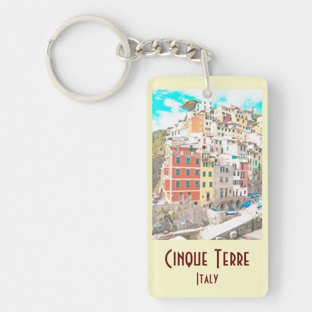 Cinque Terre, Italy Vintage Keychain (Front)
