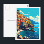 Cinque Terre Italy vintage travel illustration Postcard<br><div class="desc">Cinque Terre Italy vintage travel place illustration</div>
