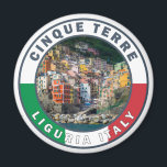 Cinque Terre Italy Watercolor Vintage Circle  Magnet<br><div class="desc">Cinque Terre retro travel art design. Cinque Terre is a string of centuries-old seaside villages on the rugged Italian Riviera coastline.</div>