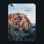 Cinque Terre Italy Watercolor Vintage  Magnet<br><div class="desc">Cinque Terre retro travel art design. Cinque Terre is a string of centuries-old seaside villages on the rugged Italian Riviera coastline.</div>