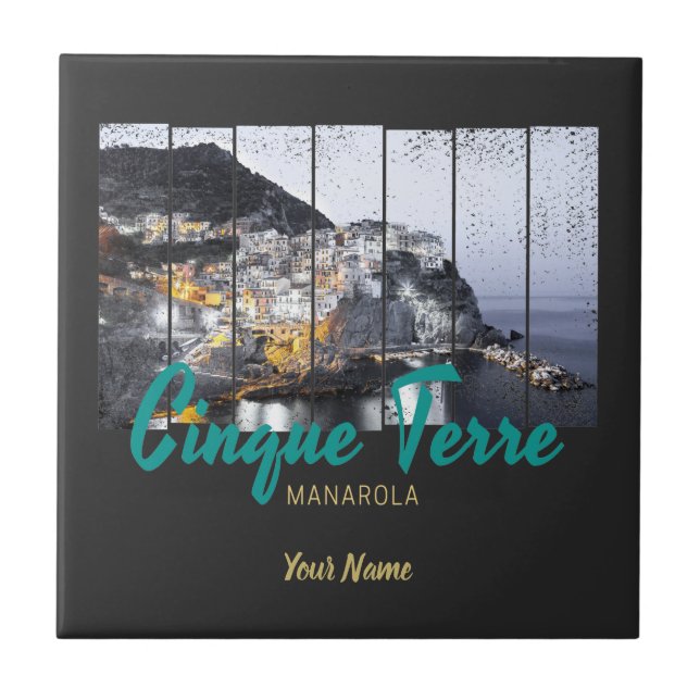 Cinque Terre Manarola Riomaggiore Italian vintage  Tile (Front)