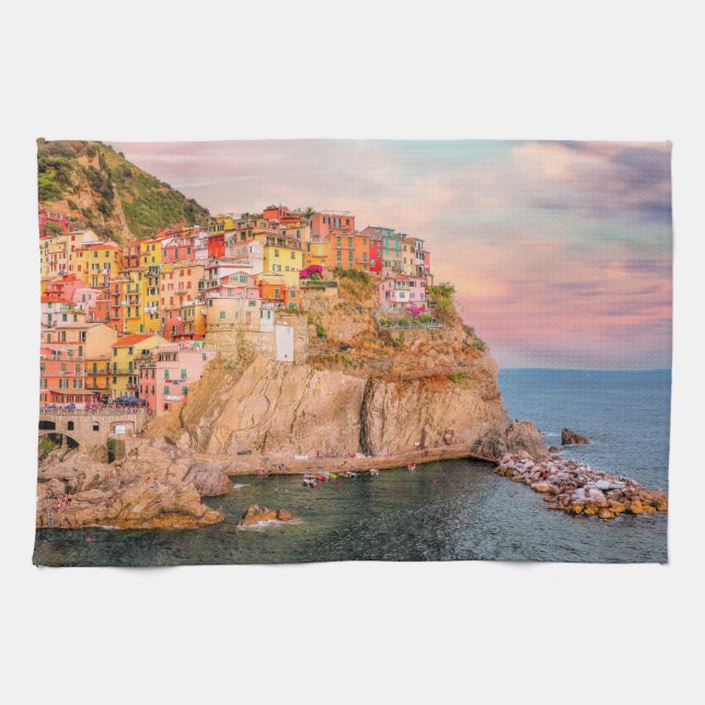 Cinque Terre, Sunset Kitchen Towel (Horizontal)