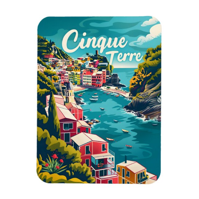Cinque Terre Vintage Magnet (Vertical)