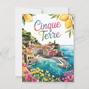 Cinque Terre watercolor  Postcard