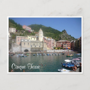 cinque vernazza harbour postcard