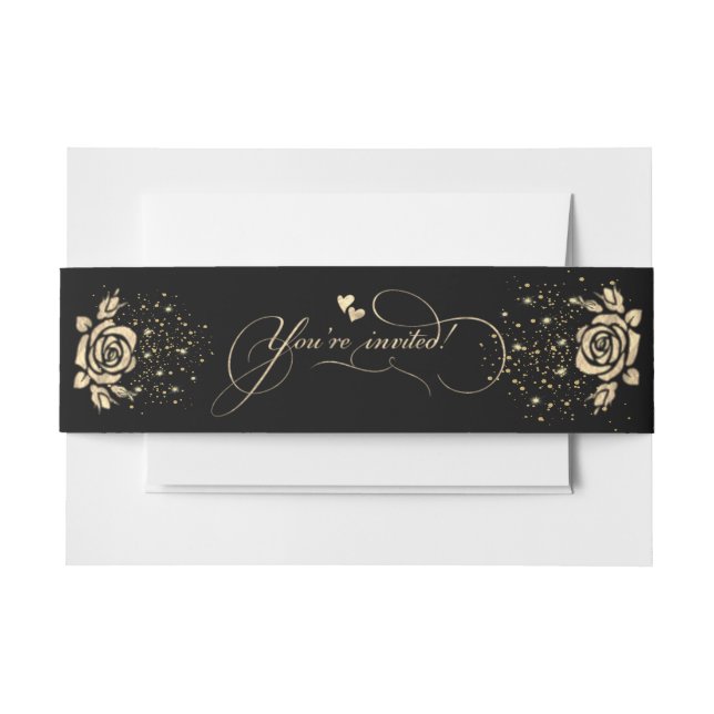 Cintas para invitaciones con rosa invitation belly band (Front Example)