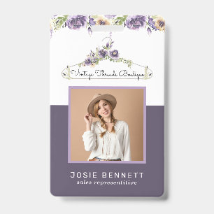 Cintre Floral Boutique Badge de photo d'identité