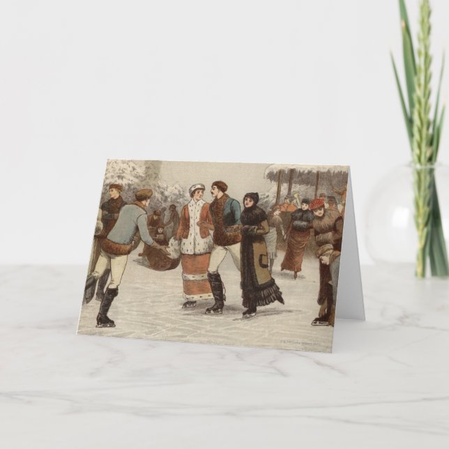 Circa 1899: Ice-skaters enjoying Christmas Holiday Card (Front)