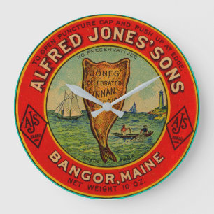 circa 1900 Alfred Jones Sons Finnan Haddie label Large Clock