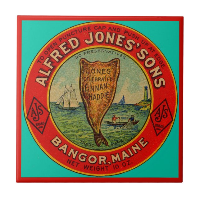 circa 1900 Alfred Jones Sons Finnan Haddie label Tile (Front)