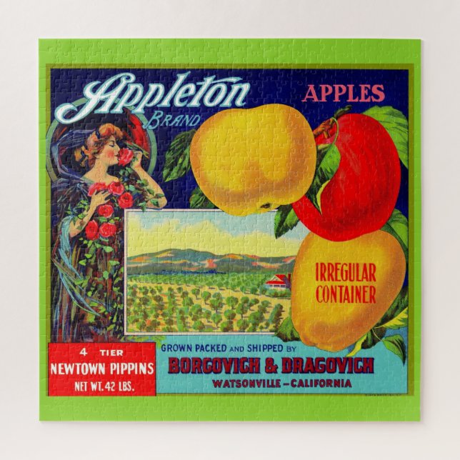 circa 1900 Appleton Apples crate label Jigsaw Puzzle (Vertical)