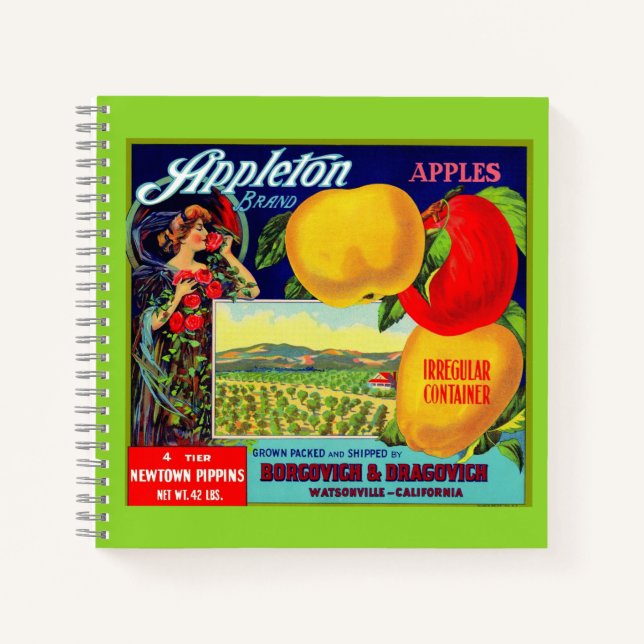 circa 1900 Appleton Apples crate label Notebook (Front)